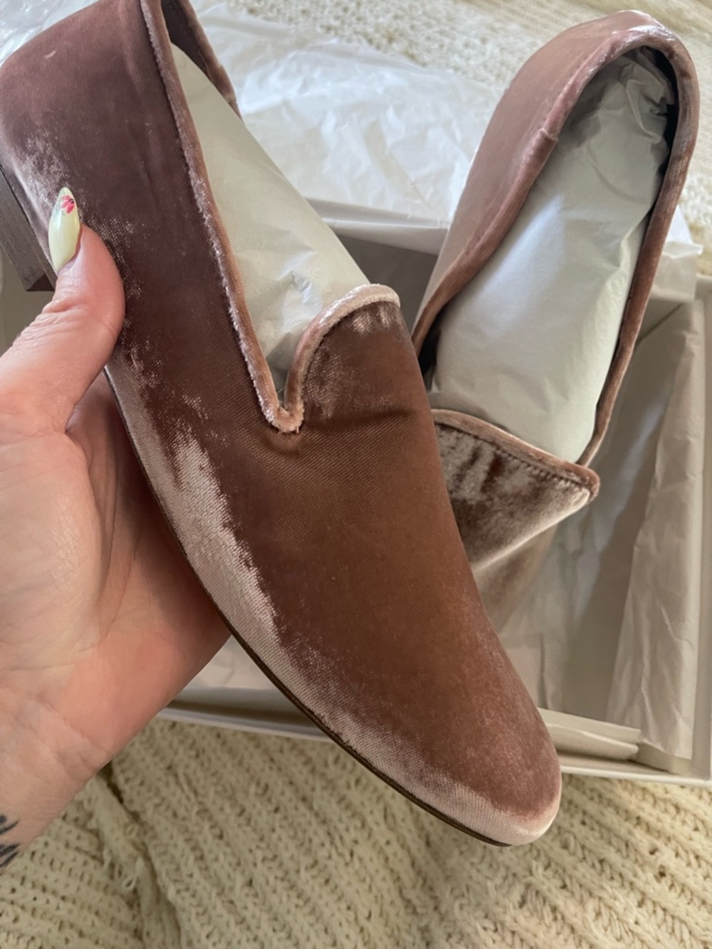 Vince Velvet Slip-On Loafers in Mauve